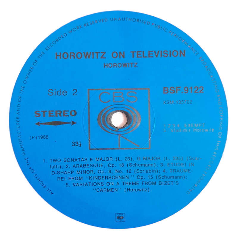 1968 Vladimir Horowitz - Horowitz On Television - Vinyl, 7`, 33 RPM - Classical - Very Good Plus - W