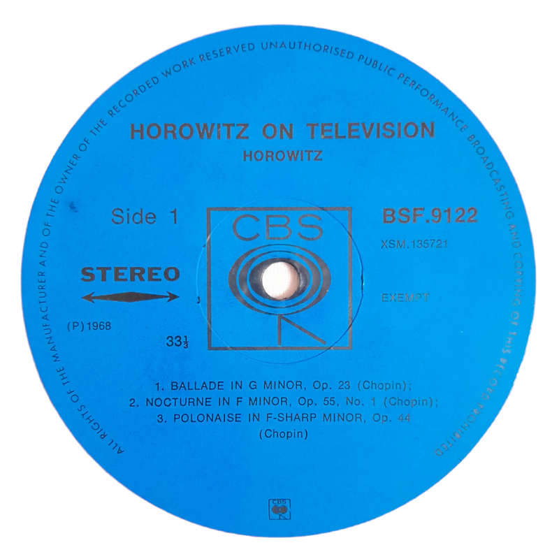 1968 Vladimir Horowitz - Horowitz On Television - Vinyl, 7`, 33 RPM - Classical - Very Good Plus - W