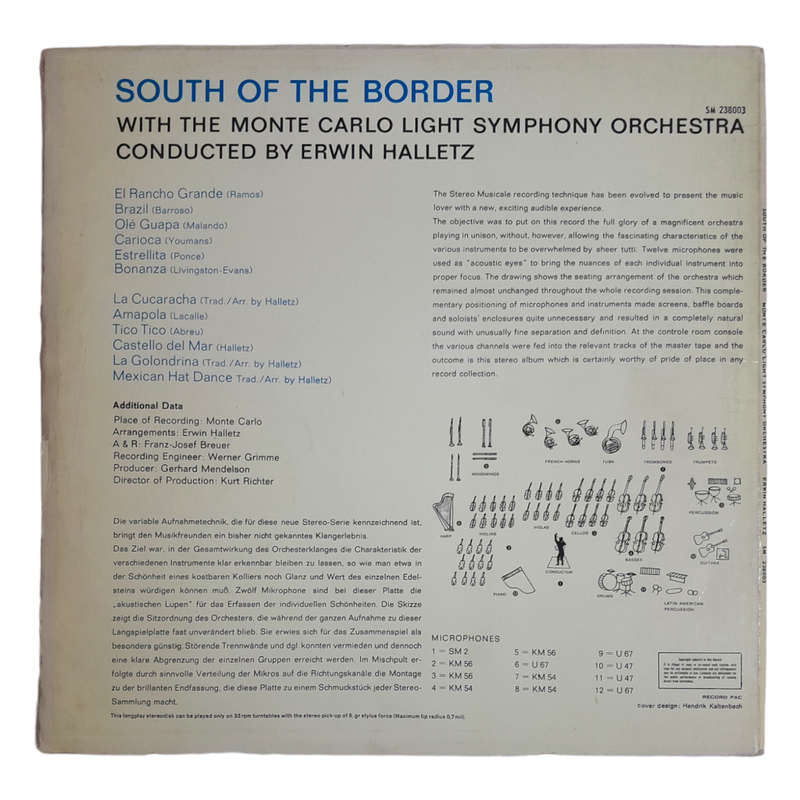 1963 The Monte Carlo Light Symphony Orchestra Cond. By Erwin Halletz  South Of The Border With The