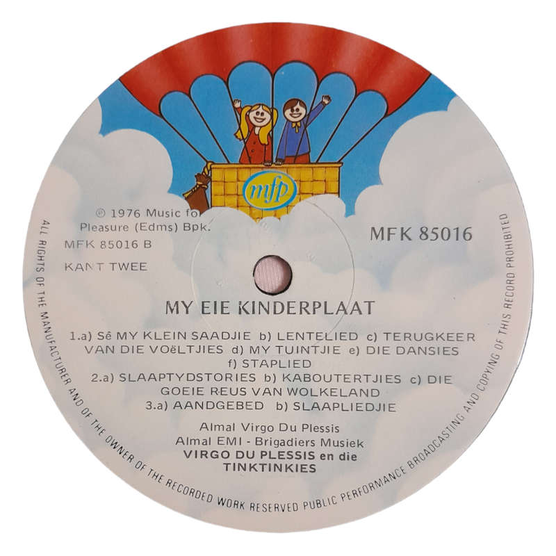 1976 Virgo Du Plessis En Die Tinktinkies - My Eie Kinderplaat: 50 Minute Van Pure Pret - Vinyl, 7`,