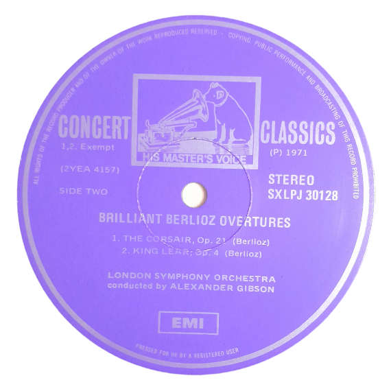 1971 Berlioz / Alexander Gibson / London Symphony Orchestra  Berlioz Overtures / Roman Carnival · T