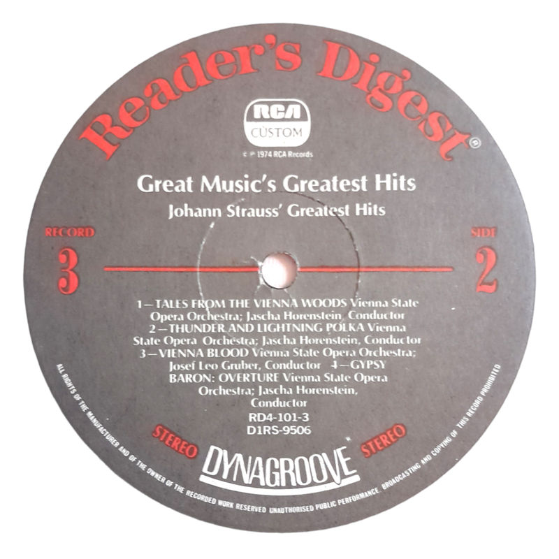 1974 Vienna State Opera Orchestra - Johann Strauss` Greatest Hits, Record 3 - Vinyl, 7`, 33 RPM - Cl