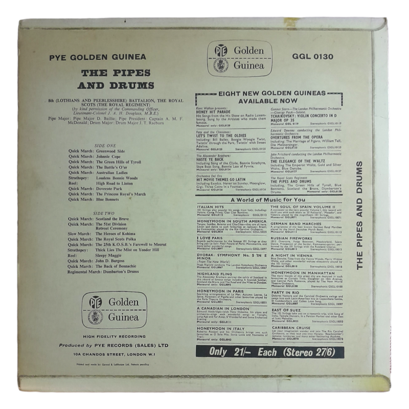 1958 8th (Lothians And Peeblesshire) Batallion, The Royal Scots (The Royal Regiment)  The Pipes And