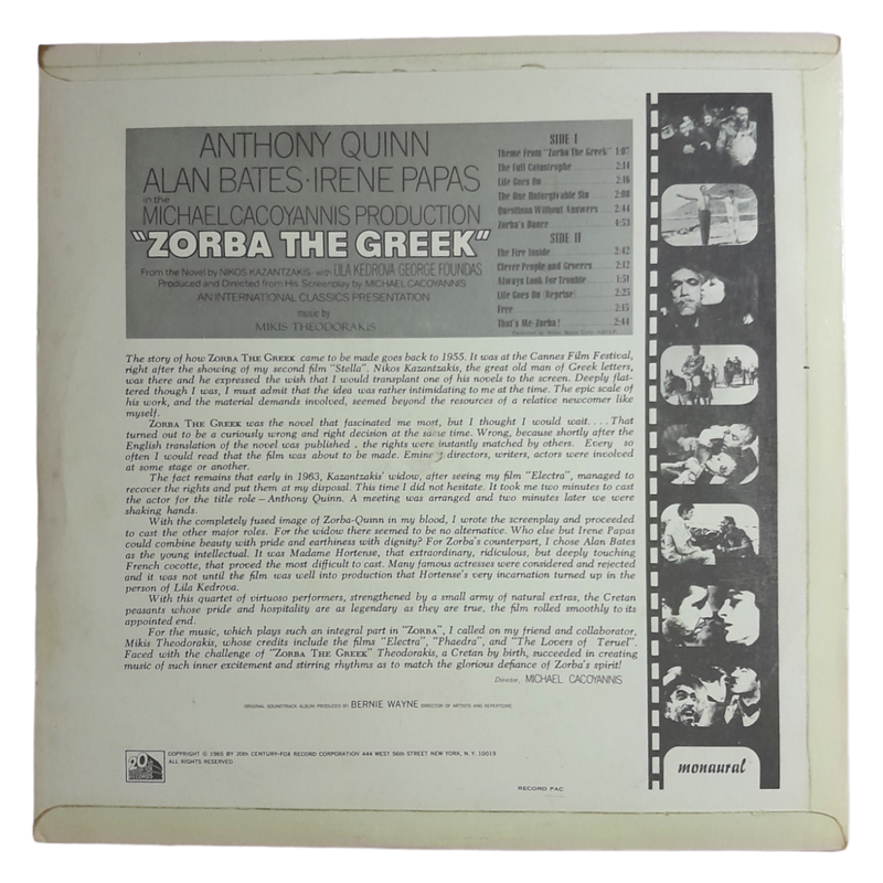 1966 Mikis Theodorakis  Zorba The Greek (Original Soundtrack) - Vinyl, 7`, 33 RPM - Soundtracks & M