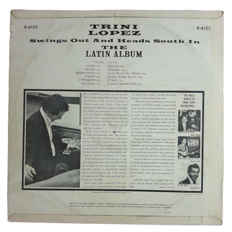 1964 Trini Lopez  The Latin Album - Vinyl, 7`, 33 RPM - Latin - Very Good - With Cover