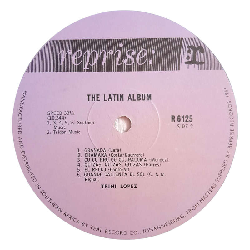 1964 Trini Lopez  The Latin Album - Vinyl, 7`, 33 RPM - Latin - Very Good - With Cover