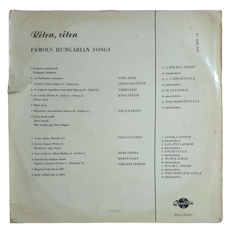 1961 Various  Réten,Réten - Vinyl,7`, 33 RPM - Folk - Very Good Plus - With Cover