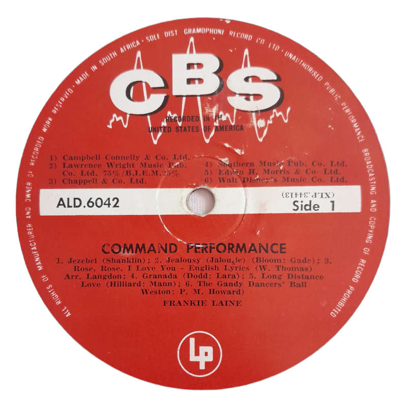 1955 Frankie Laine  Command Performance - Vinyl, 7`, 33 RPM - Soundtracks & Musicals - Very Good -