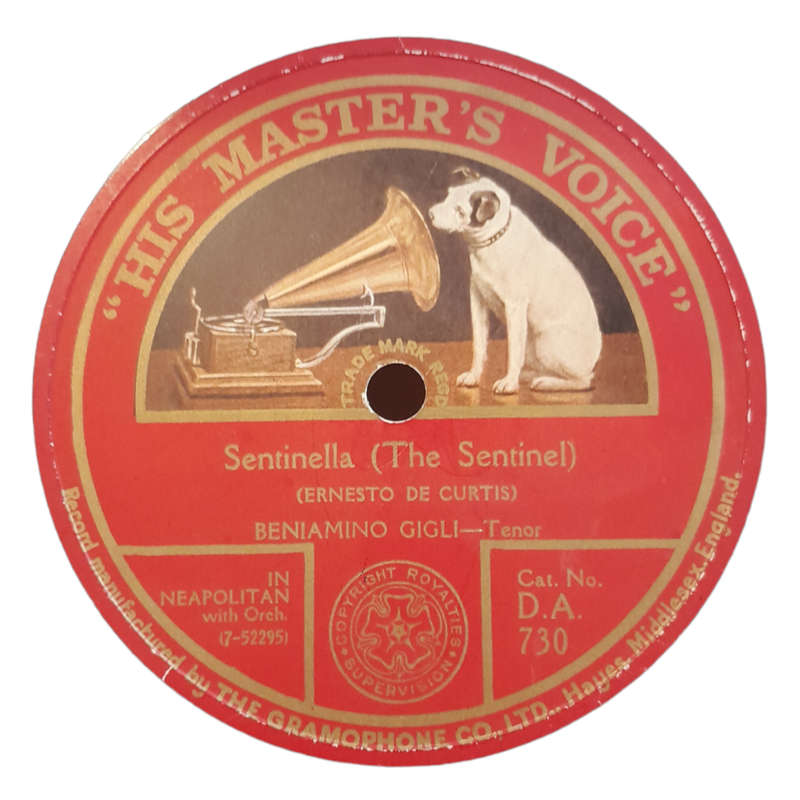 Beniamino Gigli  Sentinella / Sto Penzanno `a Maria - Vinyl, 10`. 78 RPM - Classical - Very Good -
