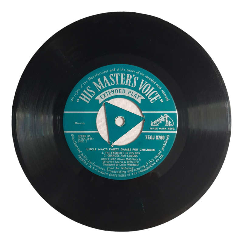 1948 Derek McCulloch  Uncle Mac`s Party Games For Children - Vinyl, 7`, 45 RPM - Children`s - Good