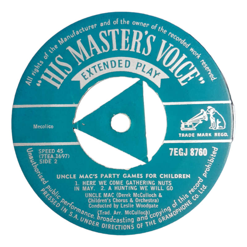1948 Derek McCulloch  Uncle Mac`s Party Games For Children - Vinyl, 7`, 45 RPM - Children`s - Good