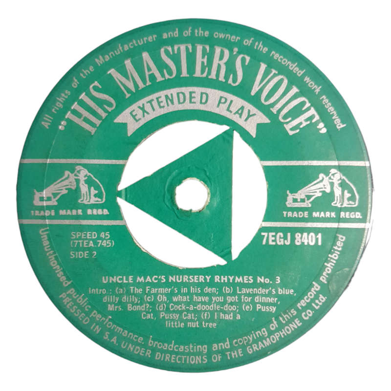 1958 Uncle Mac  Nursery Rhymes (No. 3) - Vinyl, 7`, 45 RPM - Children`s - Good - With Cover