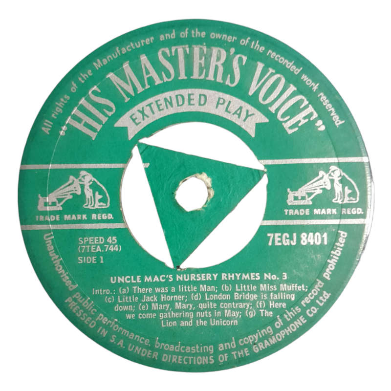 1958 Uncle Mac  Nursery Rhymes (No. 3) - Vinyl, 7`, 45 RPM - Children`s - Good - With Cover