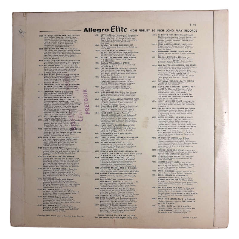 1956 Unknown Artist  South American Rhythms - Vinyl, 10`, 33 RPM - Latin - Very Good - With Cover