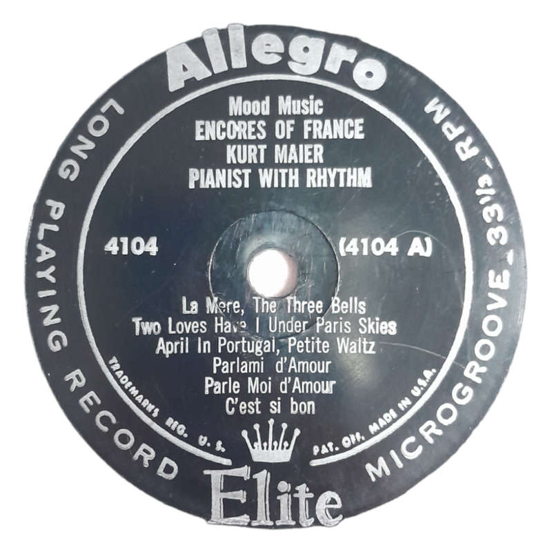 1956 Kurt Maier, Pianist, With Rhythm - Encores Of France - Vinyl, 10`, 33 RPM - Classical - Very Go