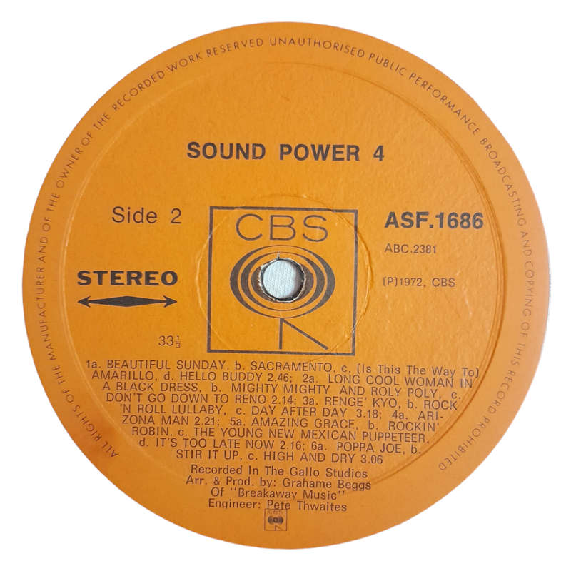 1972 Unknown Artist  Sound Power 4 - Vinyl, 12`, 33 RPM - Pop - Very Good Plus - With Damaged Cover