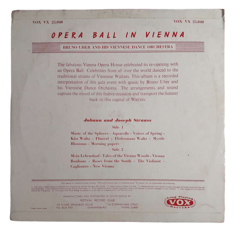 1956 Bruno Uher And His Viennese Dance Orchestra - Opera Ball In Vienna - Vinyl, 12`, 33 RPM - Class