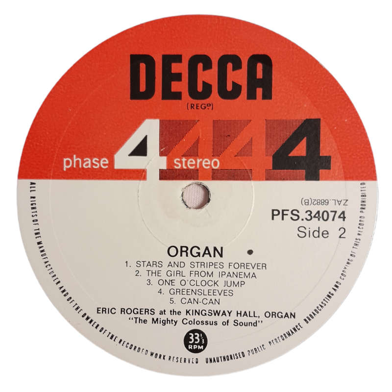 1965 Eric Rogers  At The Kingsway Hall Organ `The Mighty Colossus Of Sound` - Vinyl, 12`, 33 RPM -