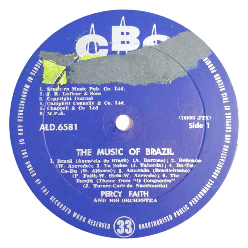 1962 Percy Faith & His Orchestra  The Music Of Brazil! - Vinyl, 12`, 33 RPM - Latin - Very Good Plu