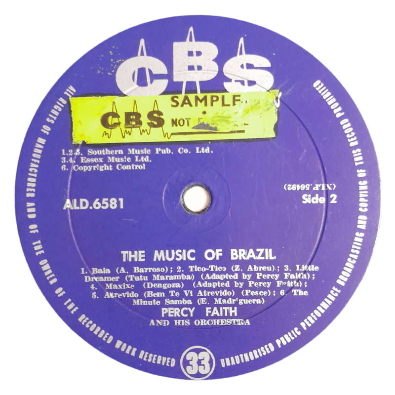 1962 Percy Faith & His Orchestra  The Music Of Brazil! - Vinyl, 12`, 33 RPM - Latin - Very Good Plu