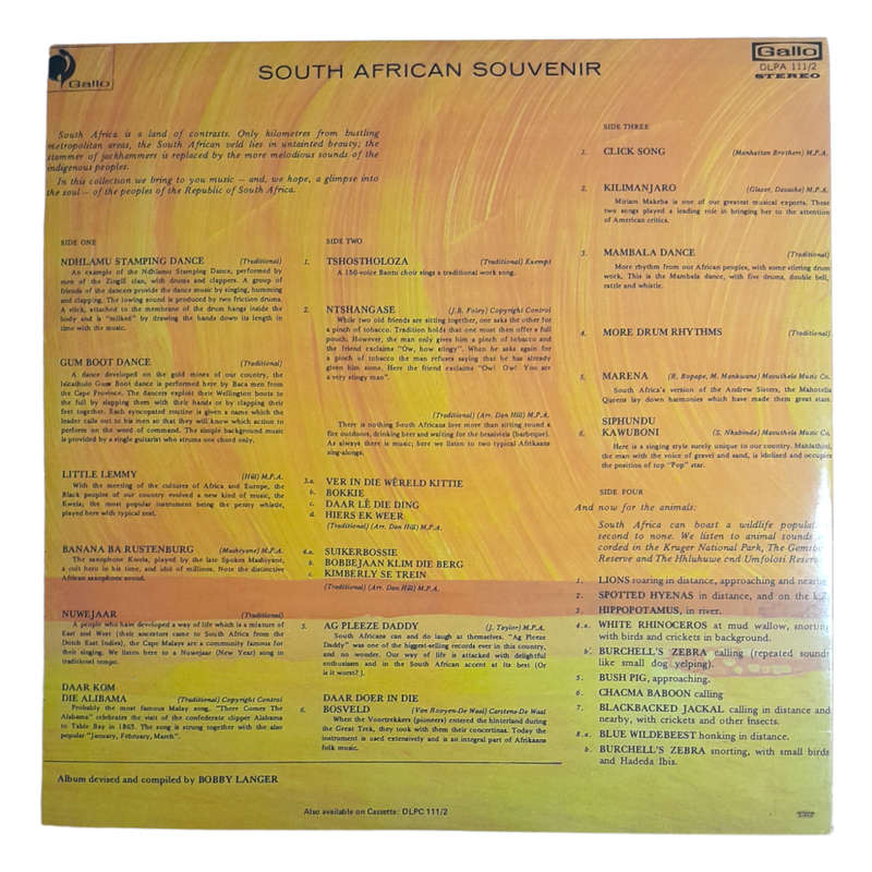 1972 Various  South African Souvenir - Vinyl, 12`, 33 RPM - Folk - Very Good - With Cover