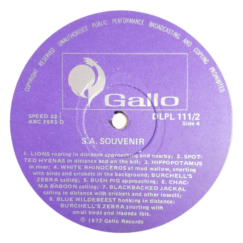 1972 Various  South African Souvenir - Vinyl, 12`, 33 RPM - Folk - Very Good - With Cover