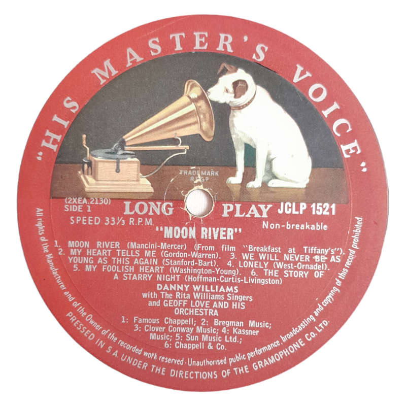 1961 Danny Williams  Moon River And Other Titles - Vinyl, 12`, 33 RPM - Pop - Very Good Plus - With
