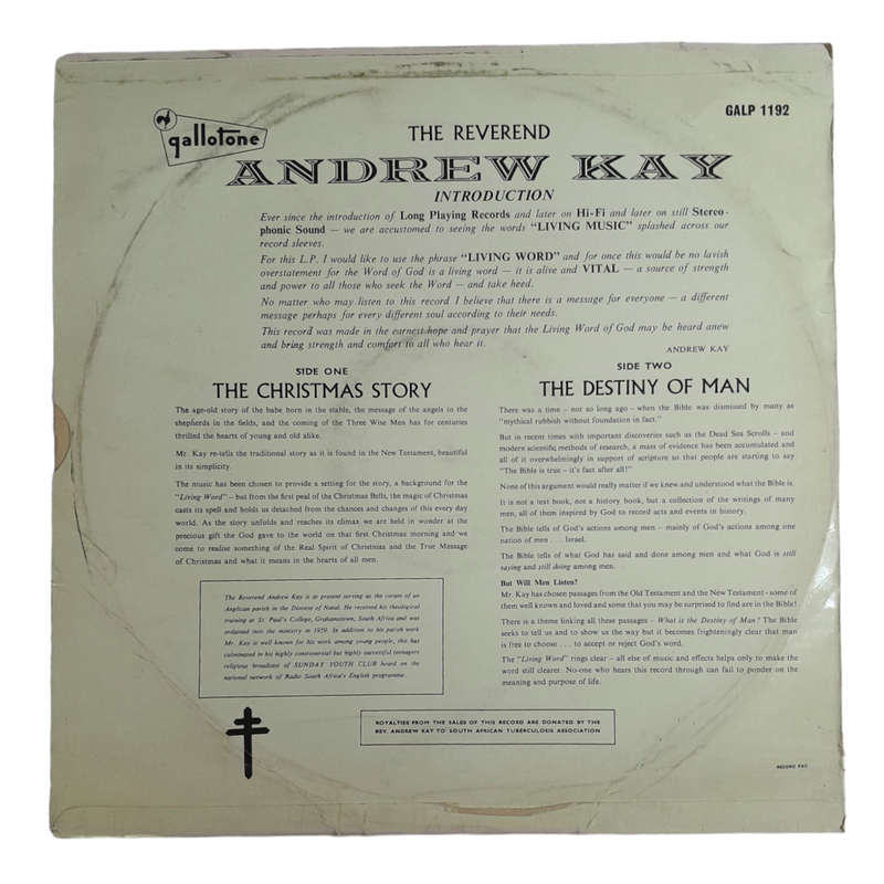 The Reverend Andrew Kay  The Christmas Story / The Destiny Of Man - Vinyl, 12`, 33 RPM - Pop - Very