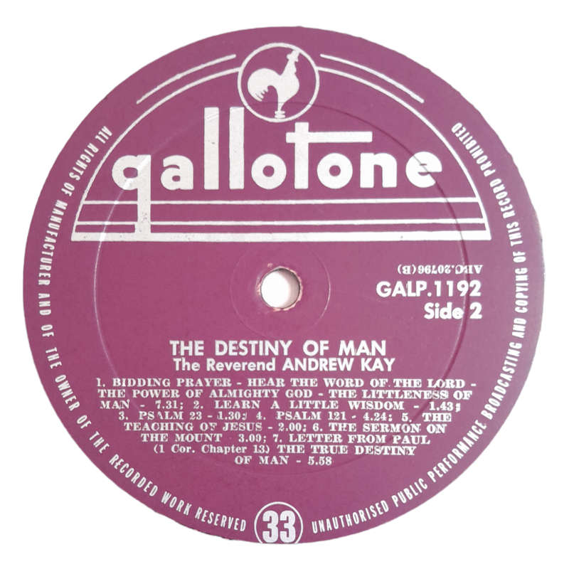 The Reverend Andrew Kay  The Christmas Story / The Destiny Of Man - Vinyl, 12`, 33 RPM - Pop - Very