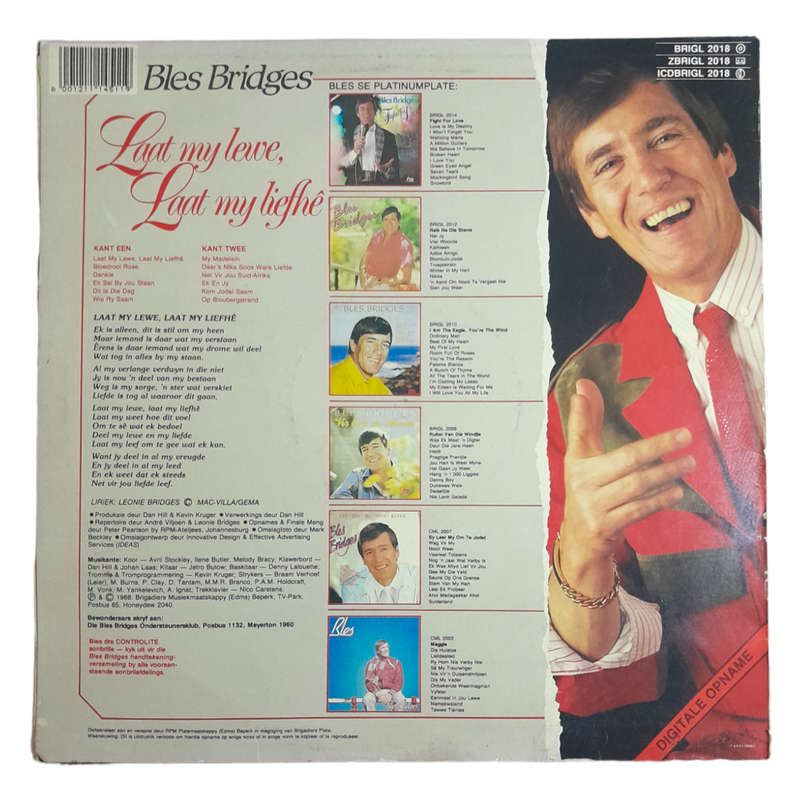 1988 Bles Bridges  Laat Mty Lewe, Laat My Liefhê - Vinyl, 12`, 33 RPM - Pop - Very Good - With Cove