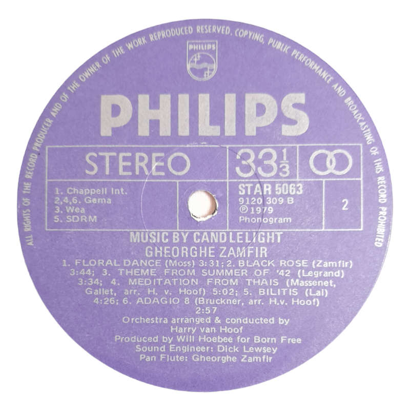 1979 Gheorghe Zamfir Orchestra Conducted By Harry van Hoof  Music By Candlelight - Vinyl, 12`, 33 R