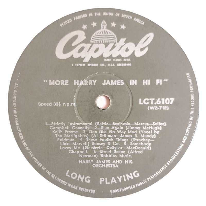 1956 Harry James  More Harry James In Hi-fi - Vinyl, 12`, 33 RPM - Jazz - Very Good - With Cover