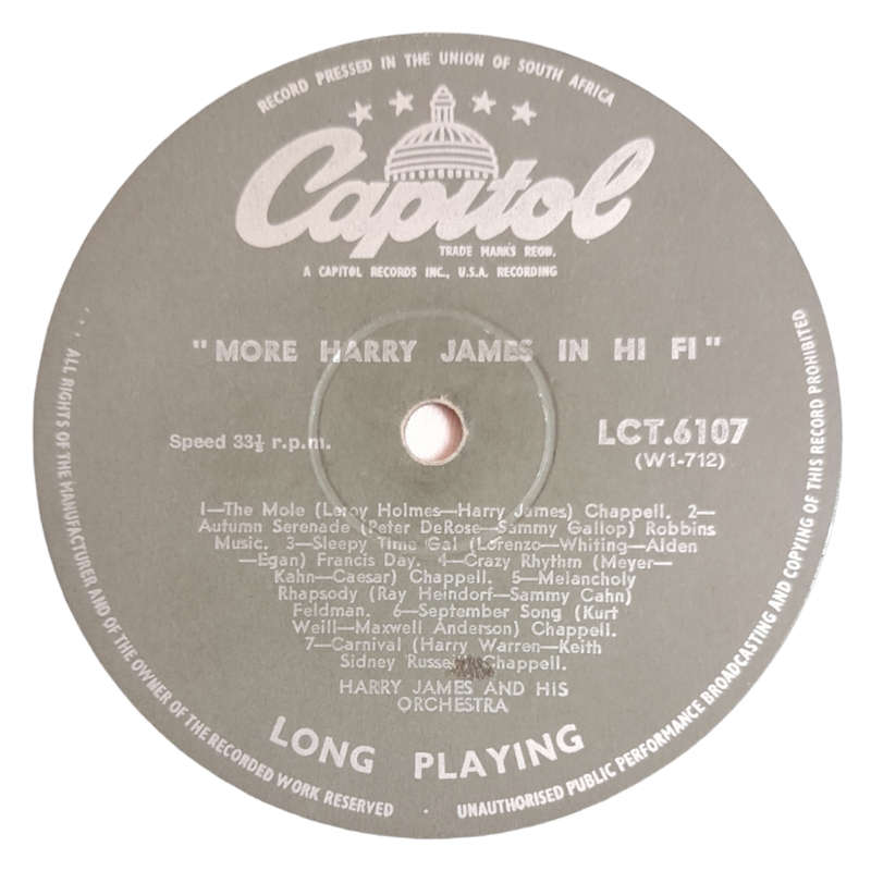 1956 Harry James  More Harry James In Hi-fi - Vinyl, 12`, 33 RPM - Jazz - Very Good - With Cover