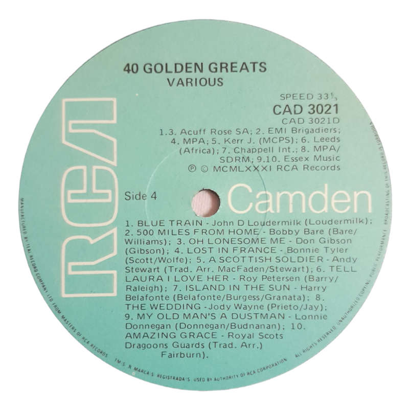 1981 Various  40 Golden Greats - Vinyl, 12`, 33 RPM - Rock - Very Good Plus - With Cover