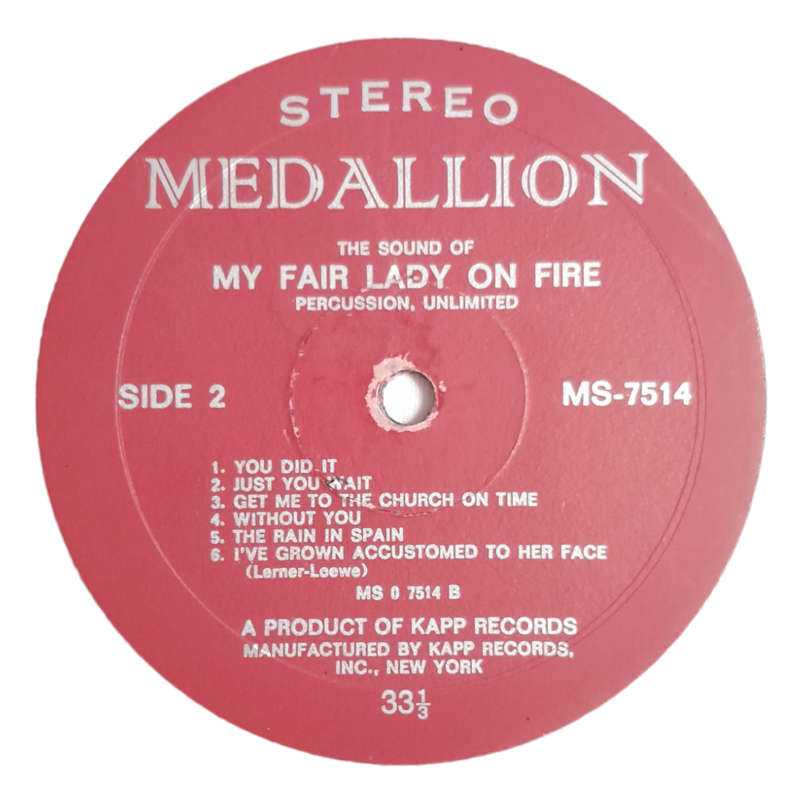 1961 Percussion Unlimited  My Fair Lady On Fire - Vinyl, 12`, 33 RPM - Stage & Screen - Very Good -