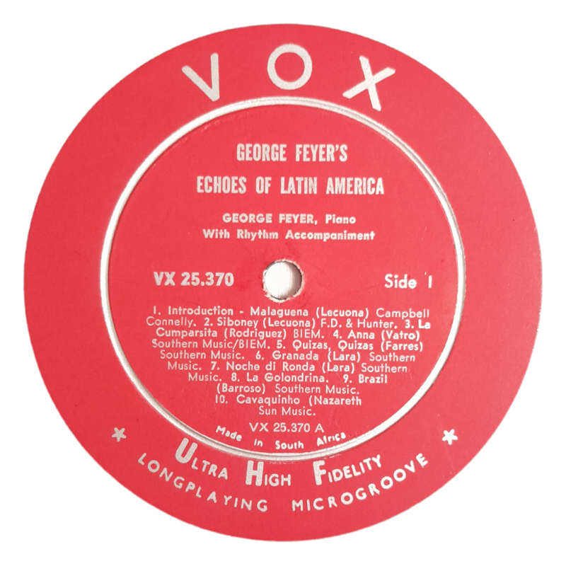 1954 George Feyer  Echoes Of Latin America - Vinyl, 12`, 33 RPM - Latin - very Good - With Cover