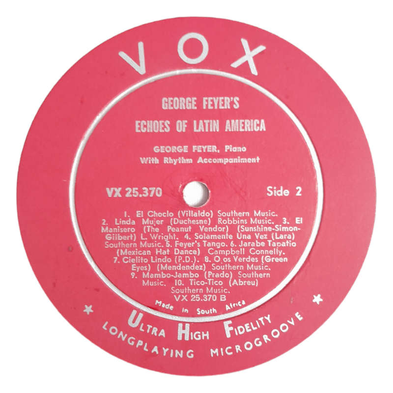 1954 George Feyer  Echoes Of Latin America - Vinyl, 12`, 33 RPM - Latin - very Good - With Cover