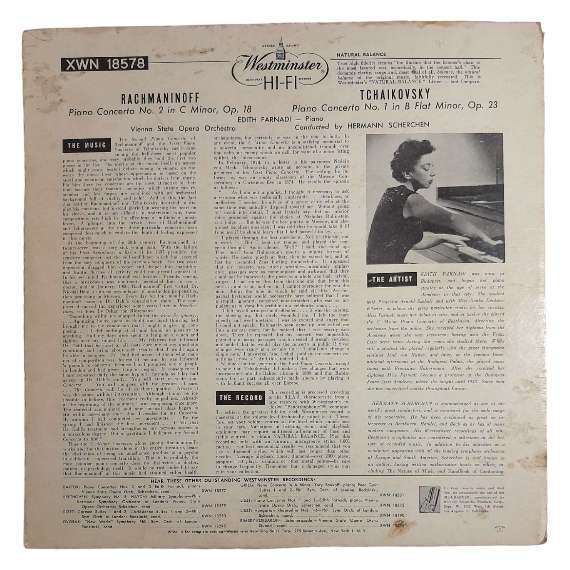 1957 Rachmaninoff / Tchaikowsky / Vienna State Opera Orchestra, Hermann Scherchen, Edith Farnadi  T