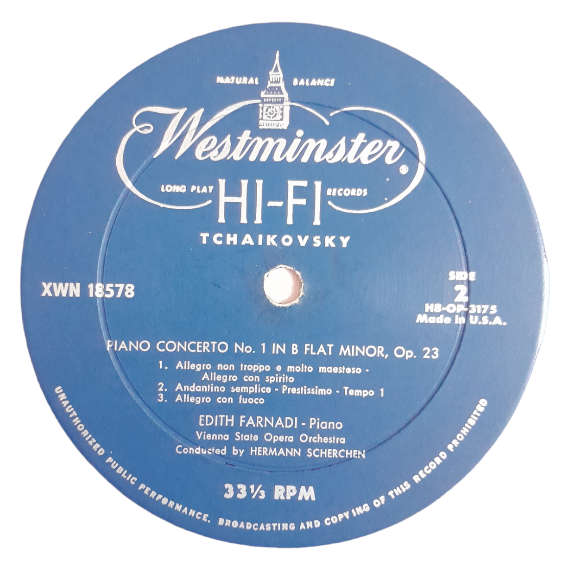 1957 Rachmaninoff / Tchaikowsky / Vienna State Opera Orchestra, Hermann Scherchen, Edith Farnadi  T