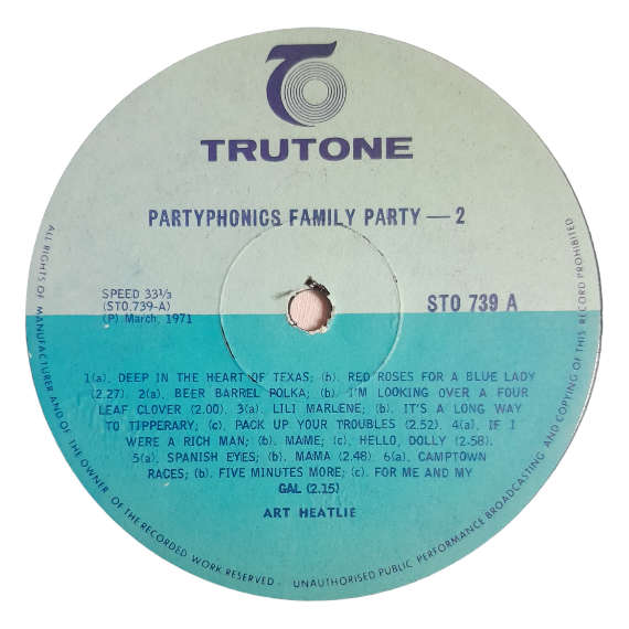 1971 Art Heatlie - Partyphonics - Family Party 2 - Vinyl, 12`, 33 RPM - Pop - Very Good Plus - With