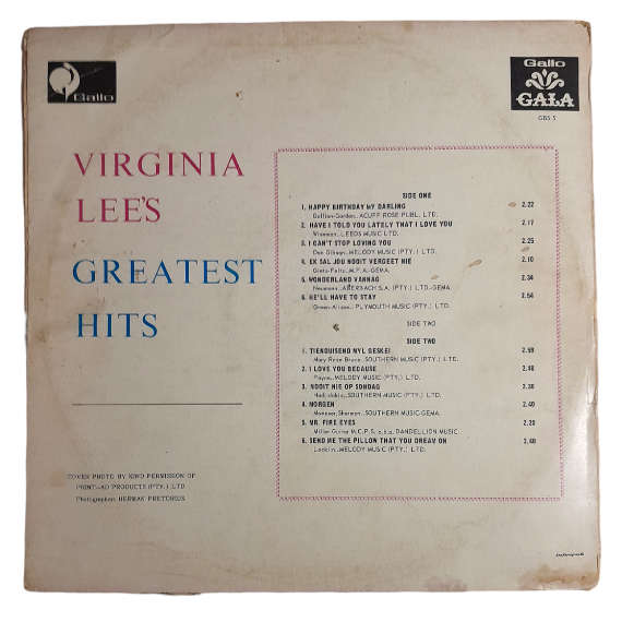 1966 Virginia Lee - Virginia Lee`s Greatest Hits - Vinyl, 12`, 33 RPM - Pop - Good - With Damaged Co