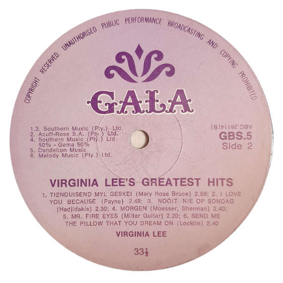 1966 Virginia Lee - Virginia Lee`s Greatest Hits - Vinyl, 12`, 33 RPM - Pop - Good - With Damaged Co