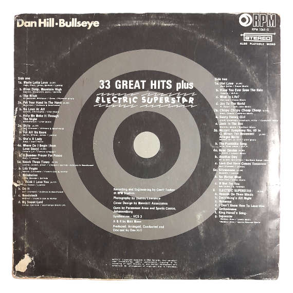 * Dan Hill  Bullseye - Vinyl, 12`, 33 RPM - Electronica - Very Good - With Cover