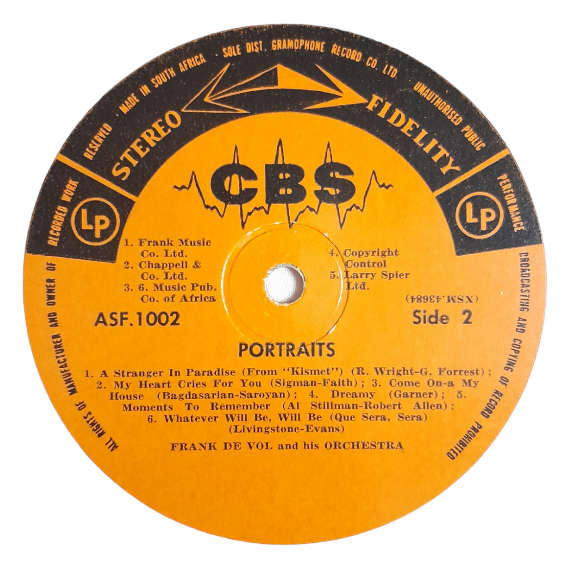 1958 Frank De Vol And His Orchestra  Portraits - Vinyl, 12`, 33 RPM - Jazz - Very Good - With Cover