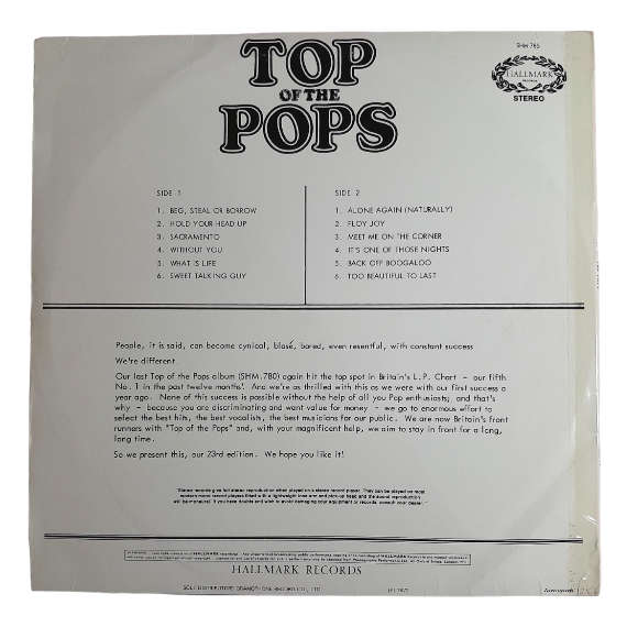 1972 Various - Top Of The Pops - Vinyl, 12`, 33 RPM - Pop - Very Good - With Cover