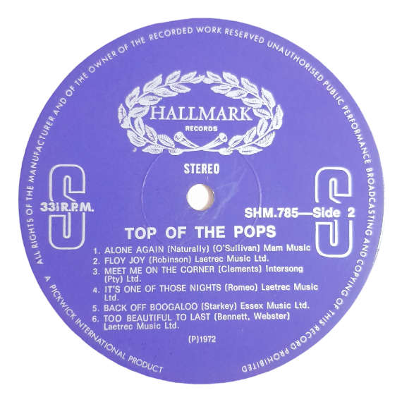 1972 Various - Top Of The Pops - Vinyl, 12`, 33 RPM - Pop - Very Good - With Cover