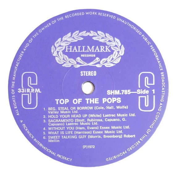 1972 Various - Top Of The Pops - Vinyl, 12`, 33 RPM - Pop - Very Good - With Cover