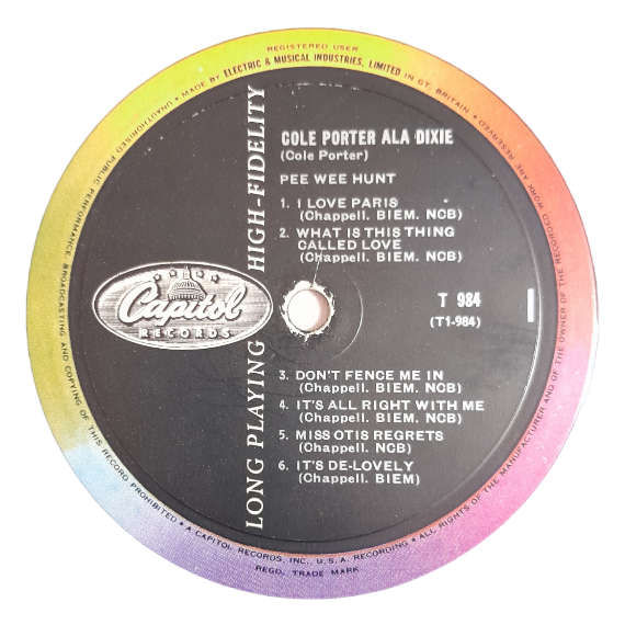 1958 Pee Wee Hunt  Cole Porter Ala Dixie - Vinyl, 12`, 33 RPM - Jazz - Very Good - With Cover