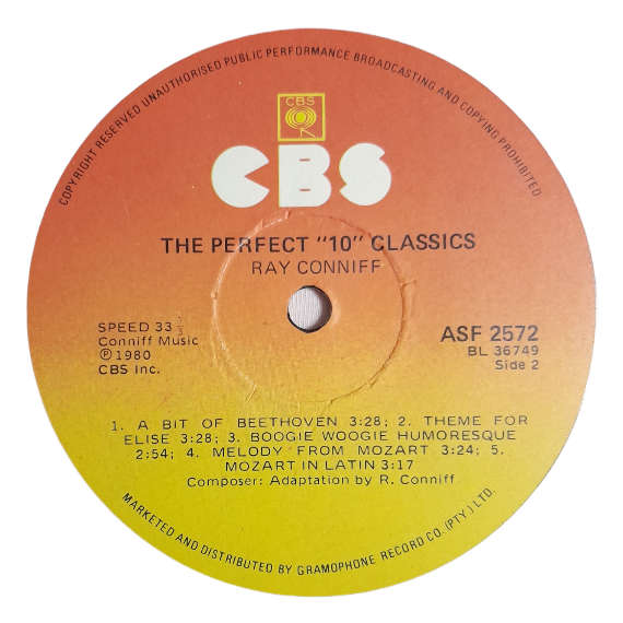 1980 Ray Conniff  The Perfect `10` Classics - Vinyl, 12`, 33 RPM - Jazz - Very Good Plus - With Cov