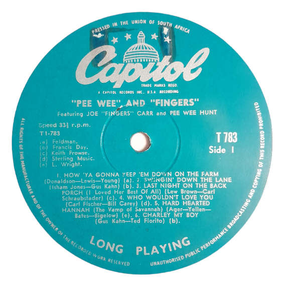 1956 Joe `Fingers` Carr And Pee Wee Hunt  `Pee Wee` & `Fingers` - Vinyl, 12`, 33 RPM - Jazz - Very